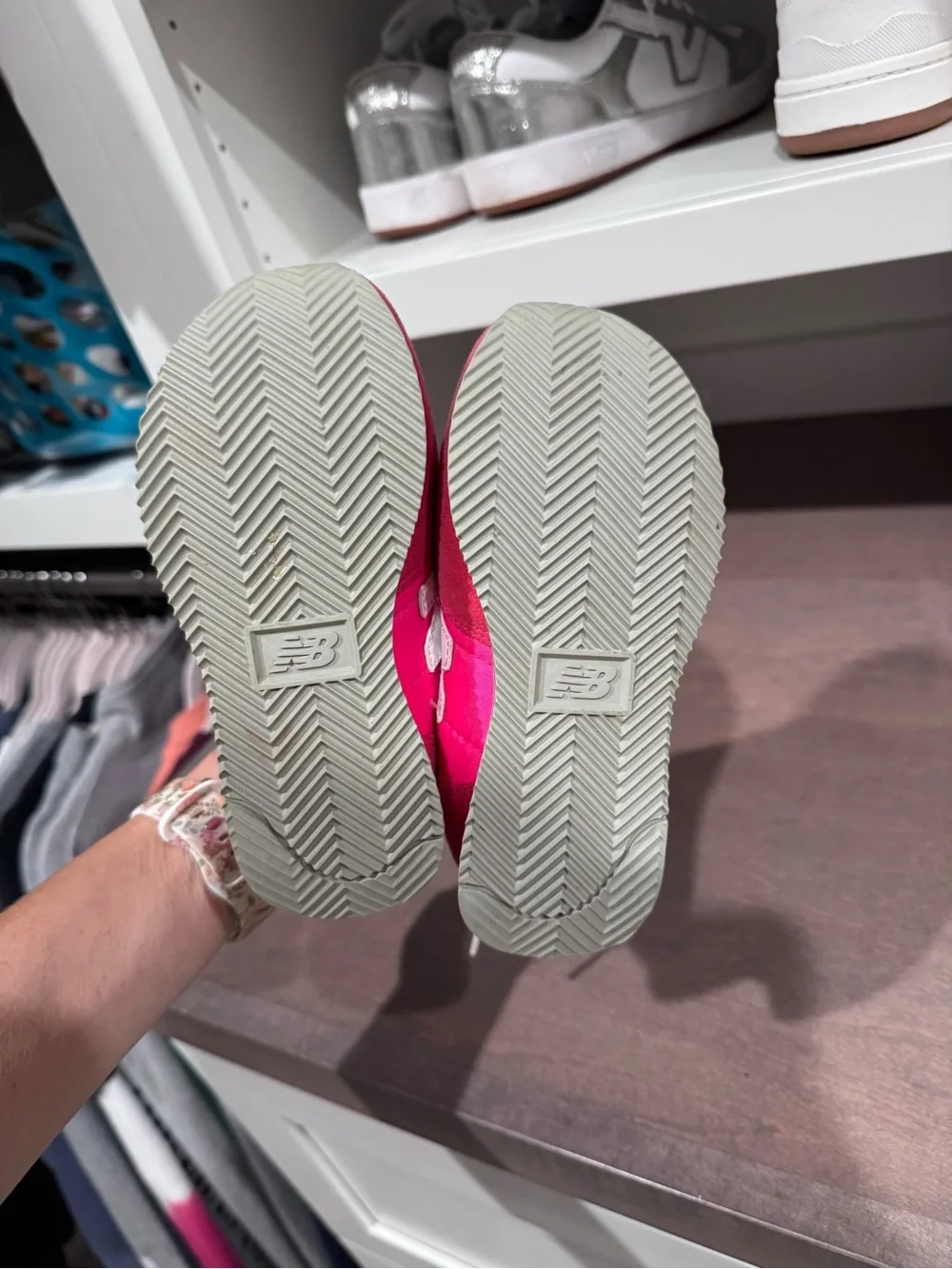 New Balance Hot Pink and White Kids Sneakers